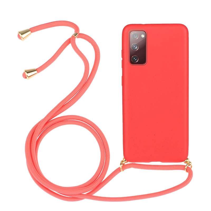 For Samsung Galaxy S20 FE Wheat Straw Material + TPU Protective Case with Lanyard(Army Green)