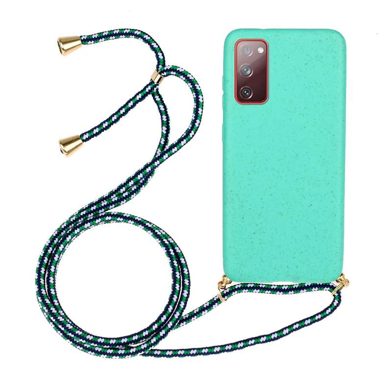 For Samsung Galaxy S20 FE Wheat Straw Material + TPU Protective Case with Lanyard(Army Green)