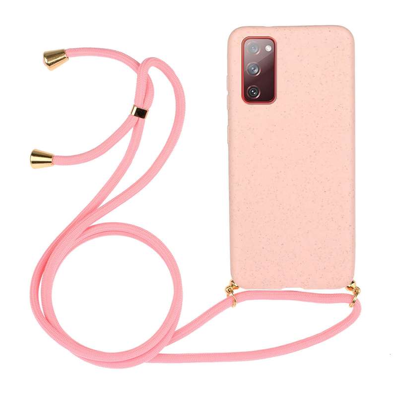 For Samsung Galaxy S20 FE Wheat Straw Material + TPU Protective Case with Lanyard(Army Green)
