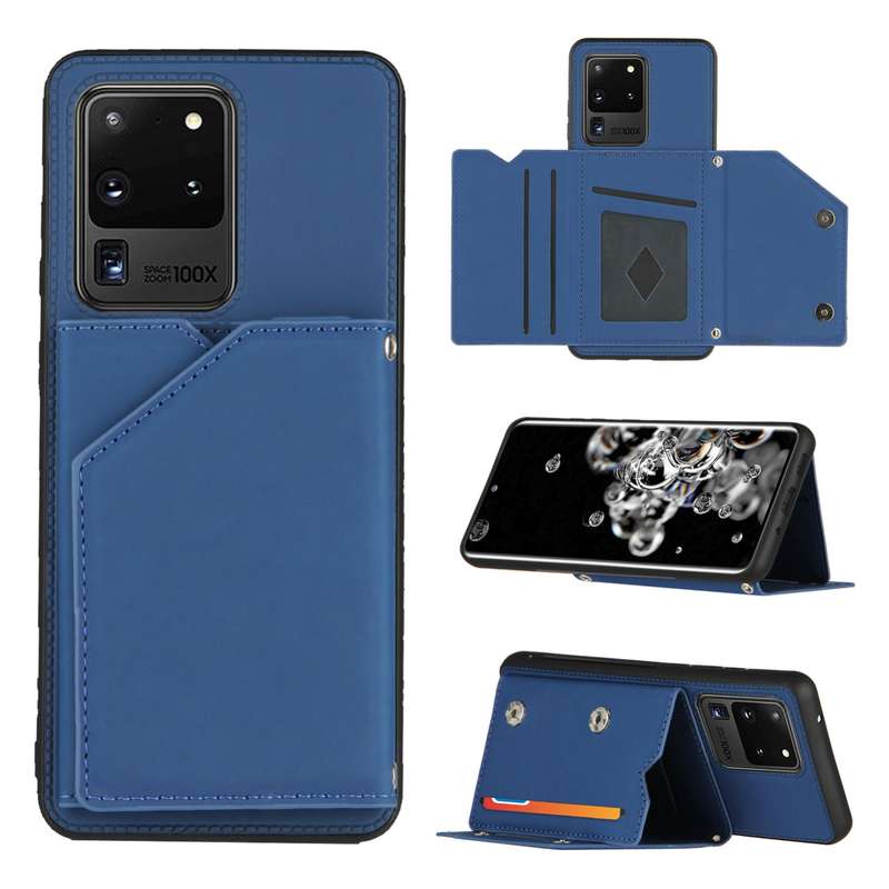For Samsung Galaxy S20 Ultra Skin Feel PU + TPU + PC Back Cover Shockproof Case with Card Slots & Ho
