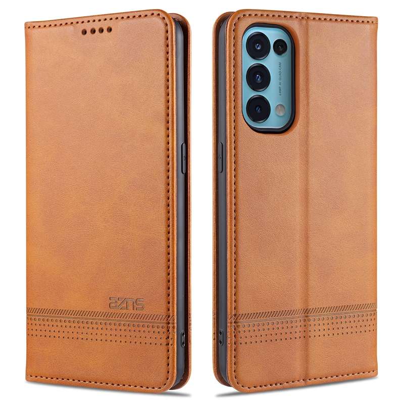 For Oppo Reno5 5G AZNS Magnetic Calf Texture Horizontal Flip Leather Case with Card Slots & Holder &