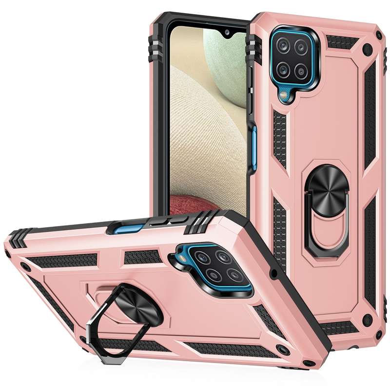 For Samsung Galaxy A12 5G Shockproof TPU + PC Protective Case with 360 Degree Rotating Holder(Black)