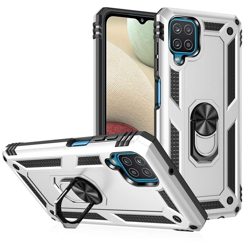 For Samsung Galaxy A12 5G Shockproof TPU + PC Protective Case with 360 Degree Rotating Holder(Black)