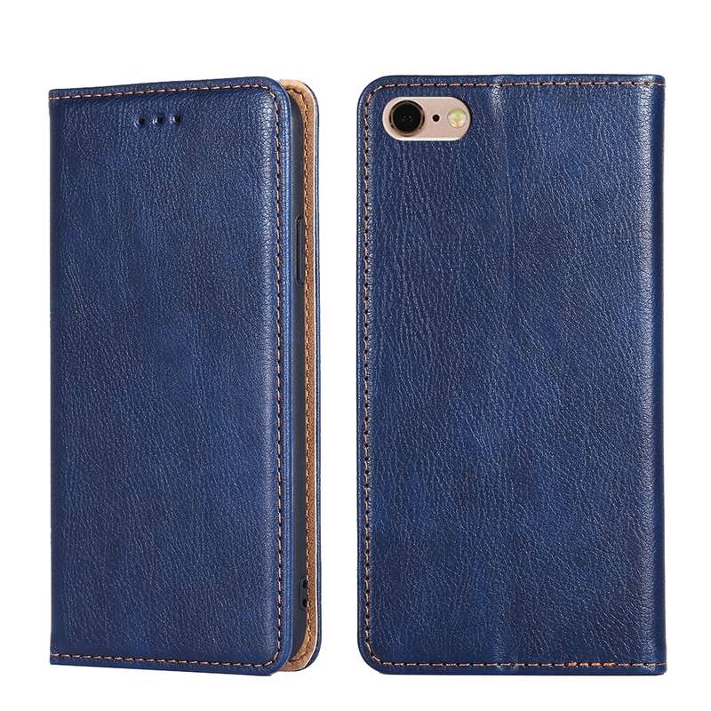 For iPhone 6 / 6s PU + TPU Gloss Oil Solid Color Magnetic Horizontal Flip Leather Case with Holder &