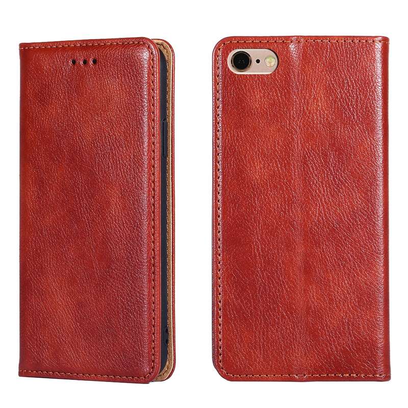 For iPhone 6 / 6s PU + TPU Gloss Oil Solid Color Magnetic Horizontal Flip Leather Case with Holder &