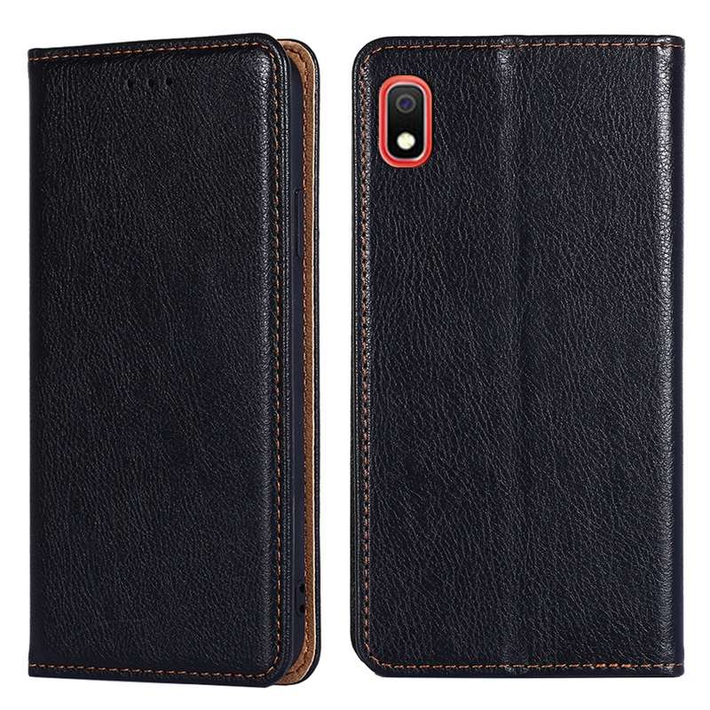 For Samsung Galaxy A10 PU + TPU Gloss Oil Solid Color Magnetic Horizontal Flip Leather Case with Hol