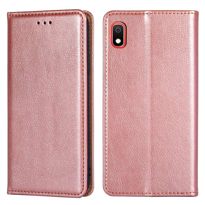 For Samsung Galaxy A10 PU + TPU Gloss Oil Solid Color Magnetic Horizontal Flip Leather Case with Hol