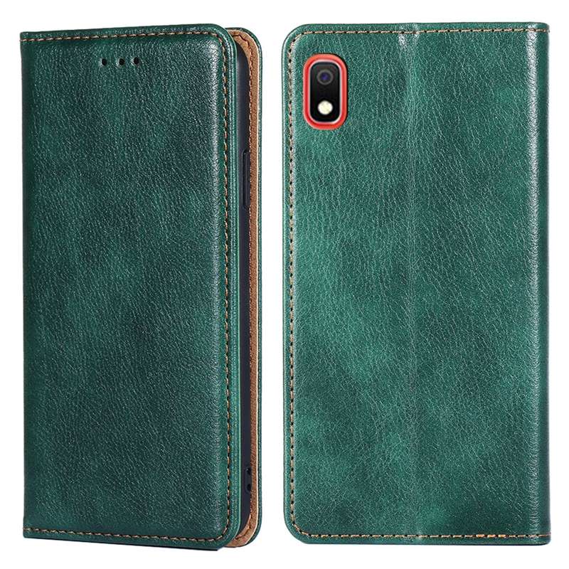 For Samsung Galaxy A10 PU + TPU Gloss Oil Solid Color Magnetic Horizontal Flip Leather Case with Hol