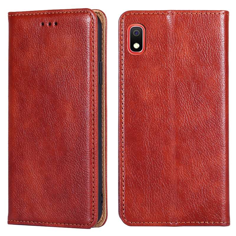 For Samsung Galaxy A10 PU + TPU Gloss Oil Solid Color Magnetic Horizontal Flip Leather Case with Hol