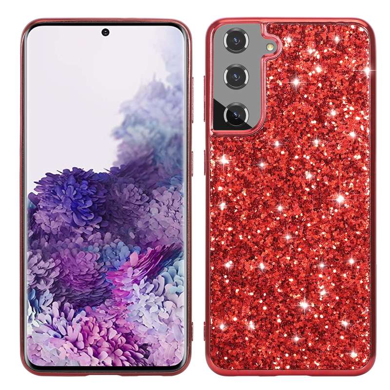 For Samsung Galaxy S21 5G Glitter Powder Shockproof TPU Protective Case(Rose Gold)