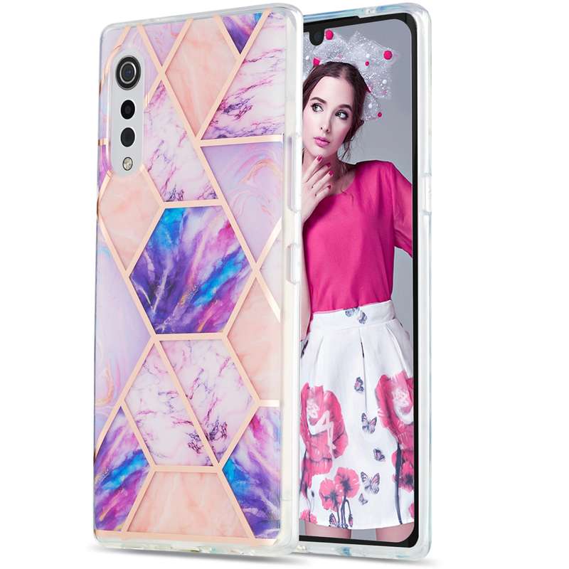 For LG Velvet 4G / Velvet 5G / G9 3D Electroplating Marble Pattern TPU Protective Case(Light Purple)