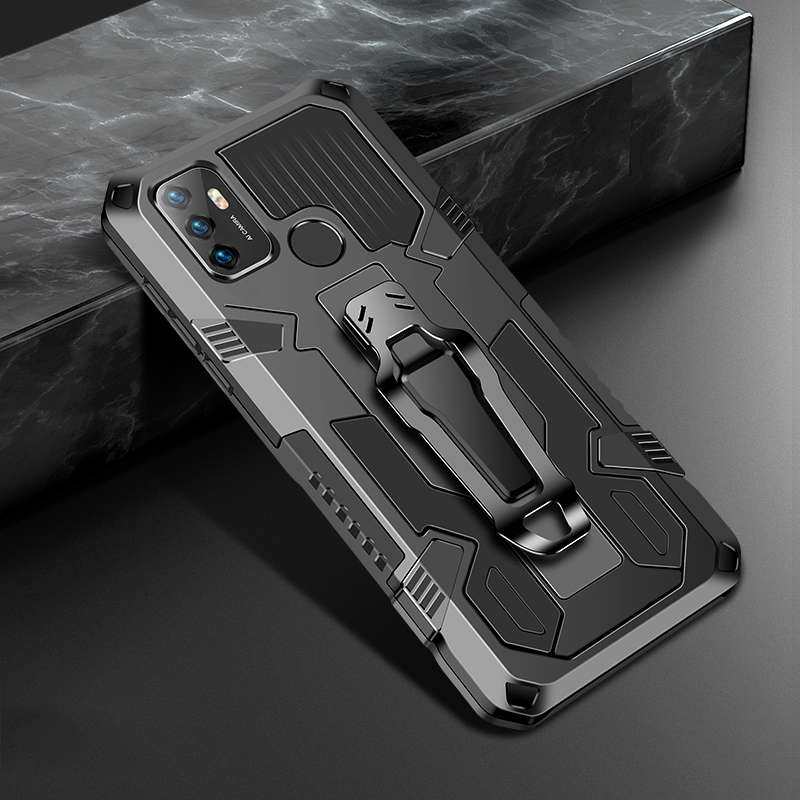 For OPPO A53 2020 / A32 Machine Armor Warrior Shockproof PC + TPU Protective Case(Space Gray)