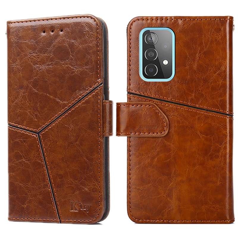 For Samsung Galaxy A52 5G / 4G Geometric Stitching Horizontal Flip TPU + PU Leather Case with Holder