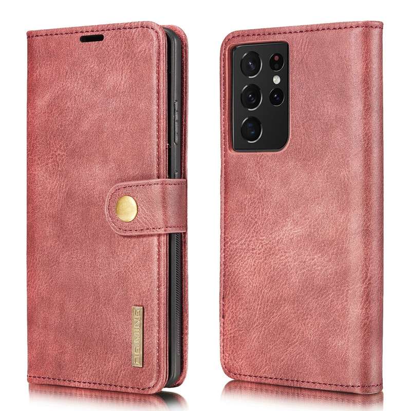 For Samsung Galaxy S21 Ultra 5G DG.MING Crazy Horse Texture Flip Detachable Magnetic Leather Case wi