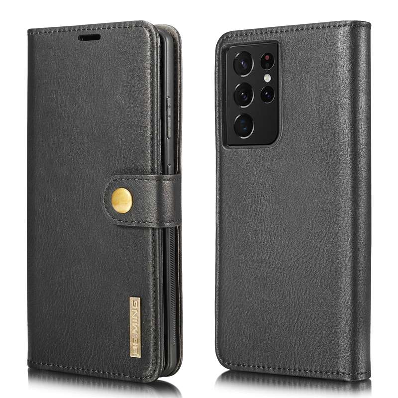 For Samsung Galaxy S21 Ultra 5G DG.MING Crazy Horse Texture Flip Detachable Magnetic Leather Case wi
