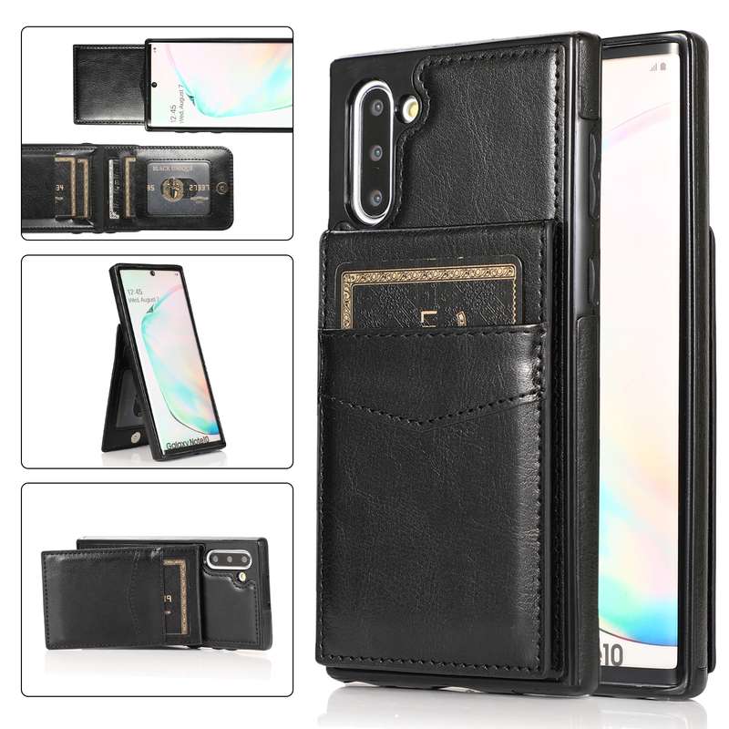 For Samsung Galaxy Note10 Solid Color PC + TPU Protective Case with Holder & Card Slots(Green)