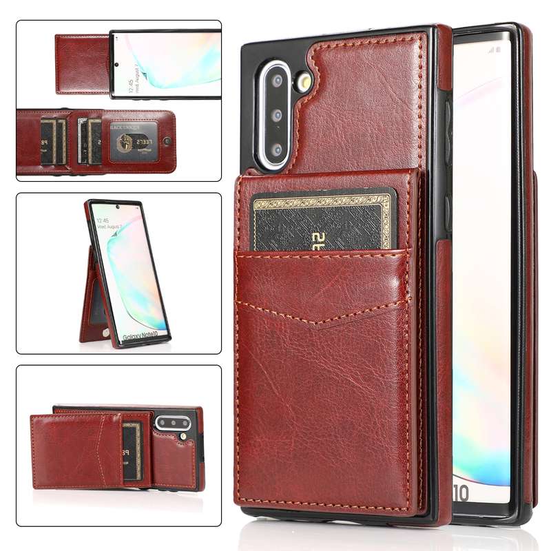 For Samsung Galaxy Note10 Solid Color PC + TPU Protective Case with Holder & Card Slots(Green)