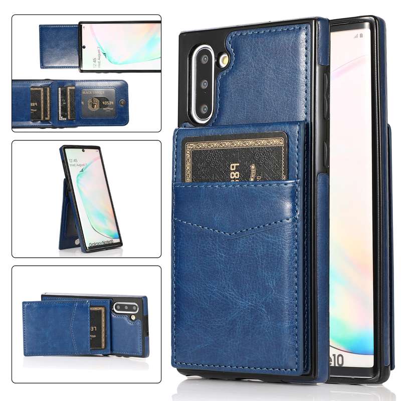 For Samsung Galaxy Note10 Solid Color PC + TPU Protective Case with Holder & Card Slots(Green)