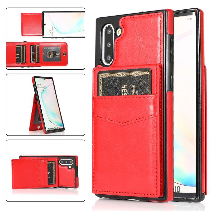 For Samsung Galaxy Note10 Solid Color PC + TPU Protective Case with Holder & Card Slots(Green)