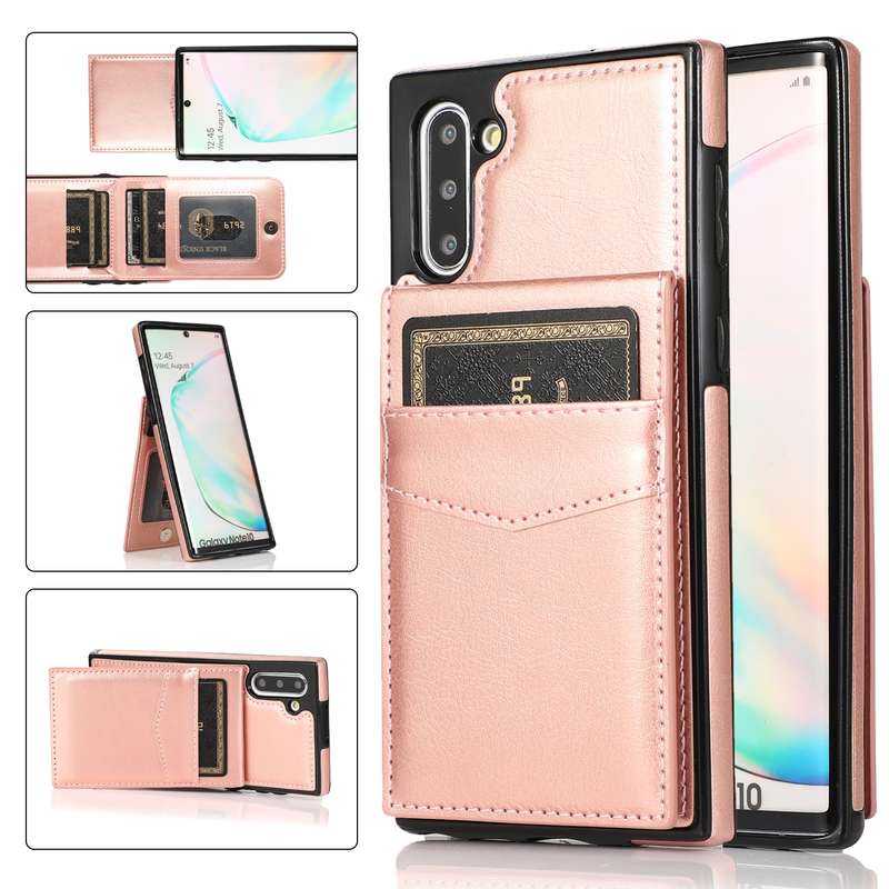 For Samsung Galaxy Note10 Solid Color PC + TPU Protective Case with Holder & Card Slots(Green)