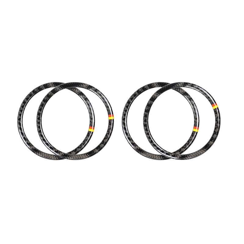 4 PCS Car Carbon Fiber Door Horn Ring Decorative Sticker for Mercedes-Benz C Class W205 C180 C200 C3