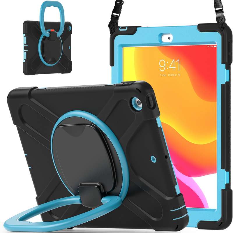 For Apple iPad 10.2 2021 / 2020 / 2019 Contrast Color Silicone + PC Protective Case with Holder & Sh
