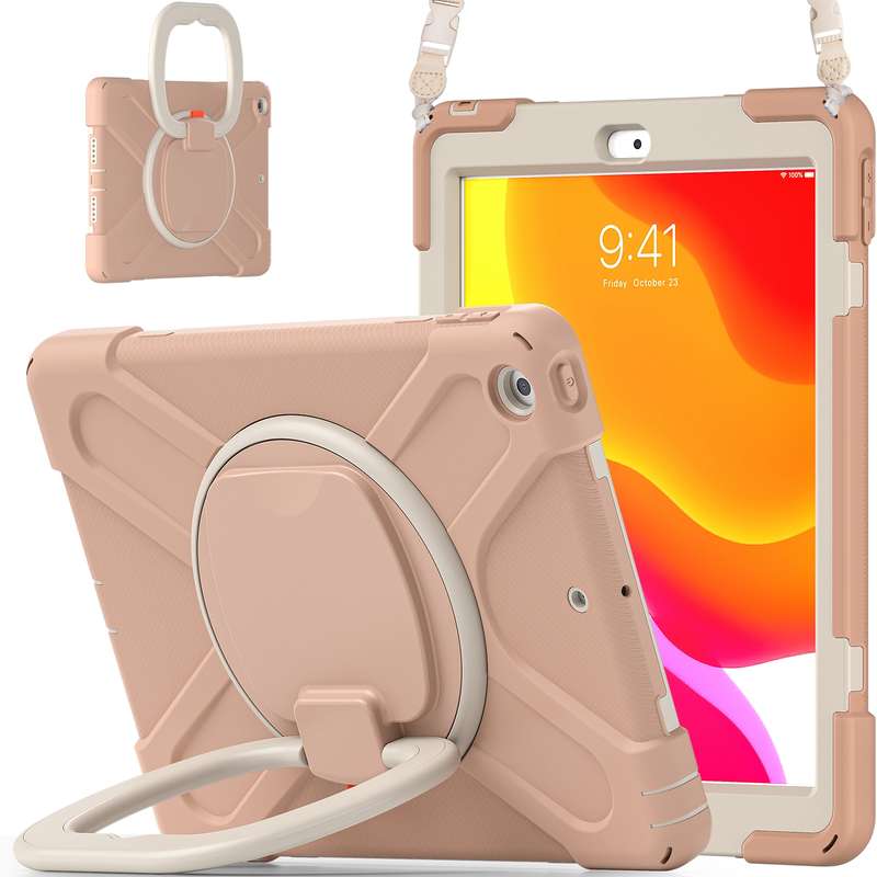 For Apple iPad 10.2 2021 / 2020 / 2019 Contrast Color Silicone + PC Protective Case with Holder & Sh
