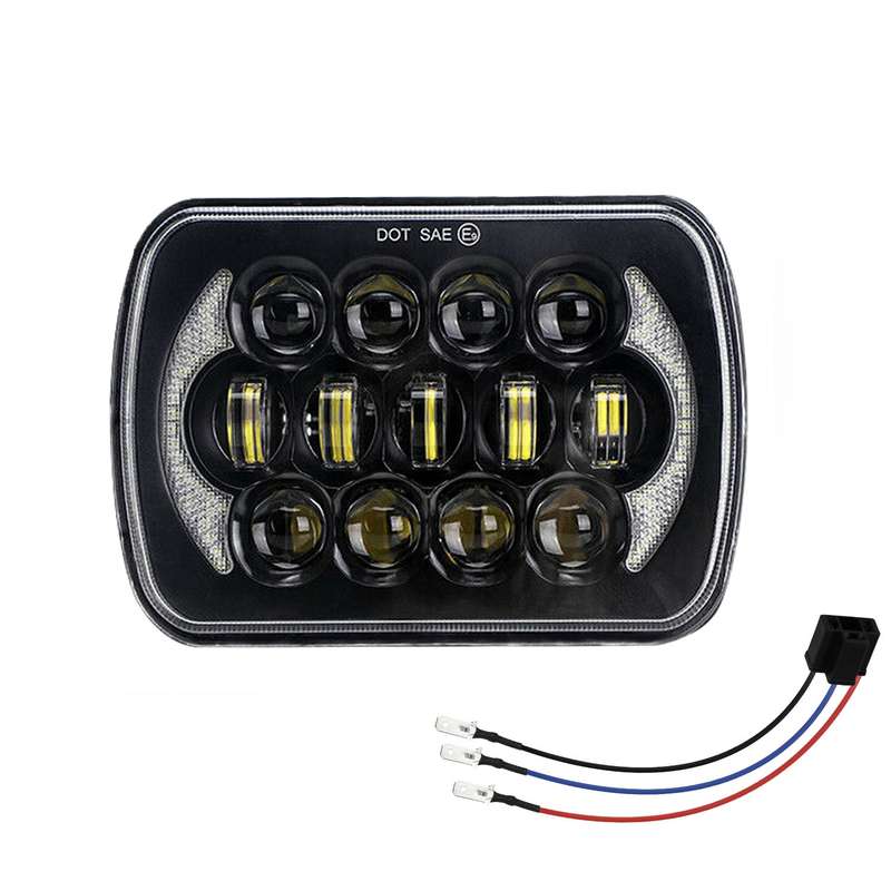 7 inch(5X7)/(7X6) H4 DC 9V-30V 30000LM 300W 8LEDs Car Square Shape LED Headlight Lamps for Jeep Wran