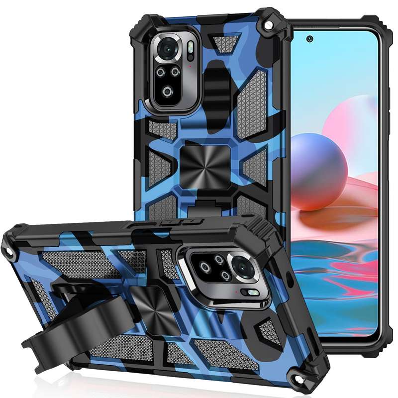 For Xiaomi Redmi Note 10 Pro Camouflage Armor Shockproof TPU + PC Magnetic Protective Case with Hold