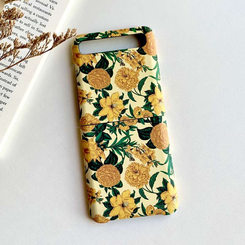 For Samsung Galaxy Z Flip 5G / 4G Floral Pattern Folding PC Protective Case(Blue)