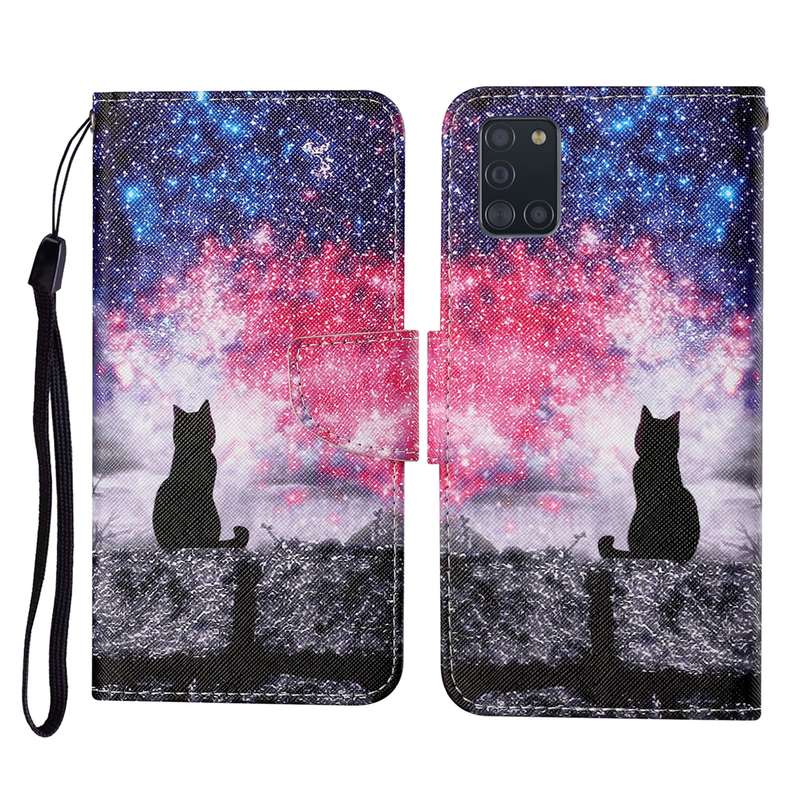 For Samsung Galaxy A31 Colored Drawing Pattern Horizontal Flip Leather Case with Holder & Card Slots