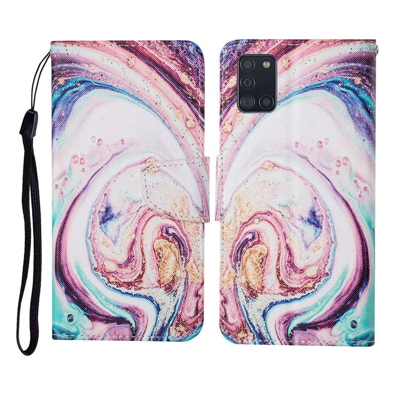 For Samsung Galaxy A31 Colored Drawing Pattern Horizontal Flip Leather Case with Holder & Card Slots