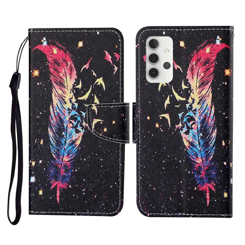 For Samsung Galaxy A31 Colored Drawing Pattern Horizontal Flip Leather Case with Holder & Card Slots