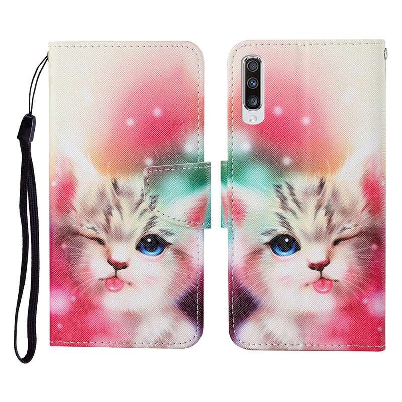 For Samsung Galaxy A50 / A30s Colored Drawing Pattern Horizontal Flip Leather Case with Holder & Car