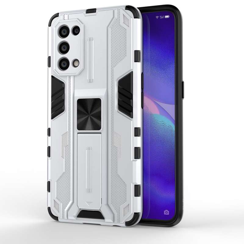 For OPPO Reno5 5G / 4G Supersonic PC + TPU Shock-proof Protective Case with Holder(Silver)