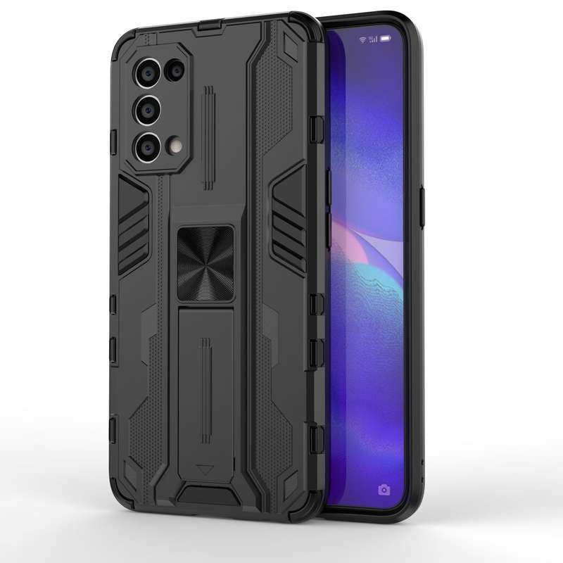 For OPPO Reno5 5G / 4G Supersonic PC + TPU Shock-proof Protective Case with Holder(Silver)