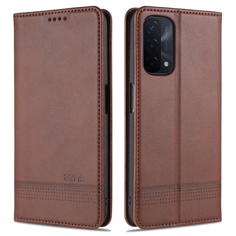 For OPPO A74 (5G) AZNS Magnetic Calf Texture Horizontal Flip Leather Case with Card Slots & Holder &