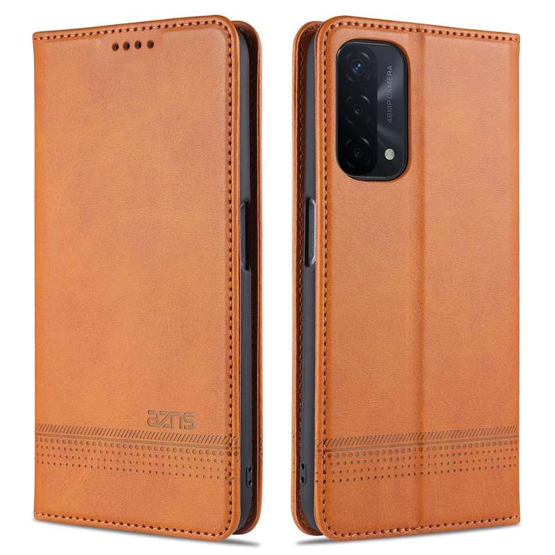 For OPPO A74 (5G) AZNS Magnetic Calf Texture Horizontal Flip Leather Case with Card Slots & Holder &