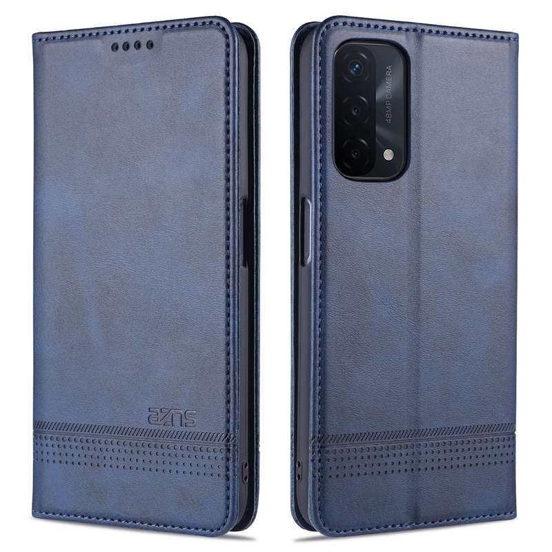 For OPPO A74 (5G) AZNS Magnetic Calf Texture Horizontal Flip Leather Case with Card Slots & Holder &