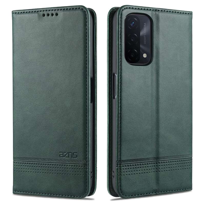 For OPPO A74 (5G) AZNS Magnetic Calf Texture Horizontal Flip Leather Case with Card Slots & Holder &