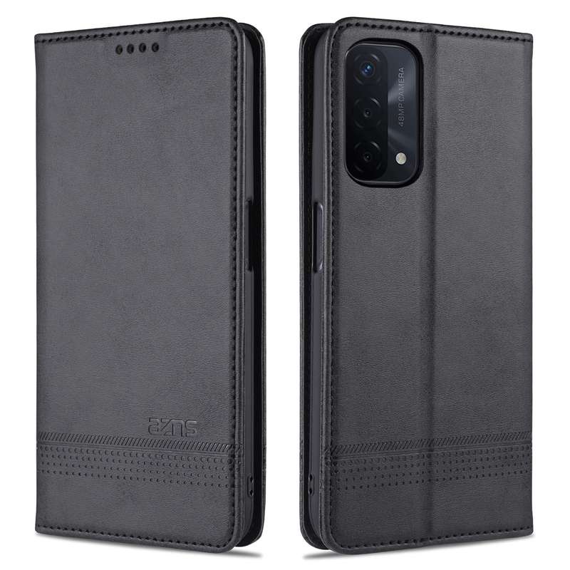For OPPO A74 (5G) AZNS Magnetic Calf Texture Horizontal Flip Leather Case with Card Slots & Holder &