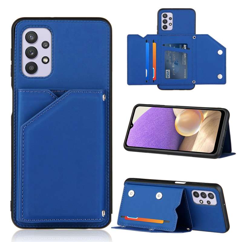 For Samsung Galaxy A32 5G Skin Feel PU + TPU + PC Back Cover Shockproof Case with Card Slots & Holde