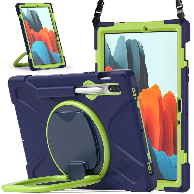 For Samsung Galaxy Tab S8 / Galaxy Tab S7 T870 / T875 Silicone + PC Protective Case with Holder & Sh