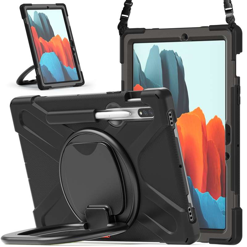 For Samsung Galaxy Tab S8 / Galaxy Tab S7 T870 / T875 Silicone + PC Protective Case with Holder & Sh