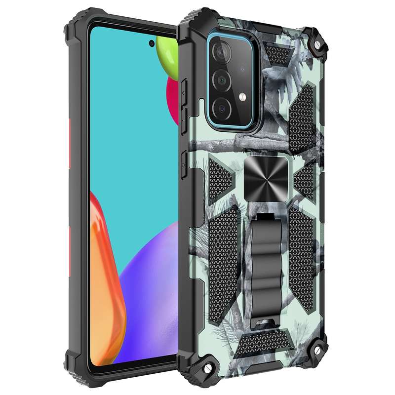 For Samsung Galaxy A71 5G Camouflage Armor Shockproof TPU + PC Magnetic Protective Case with Holder(