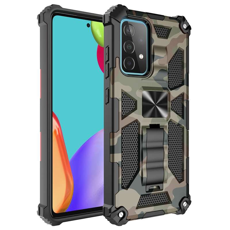 For Samsung Galaxy A71 5G Camouflage Armor Shockproof TPU + PC Magnetic Protective Case with Holder(