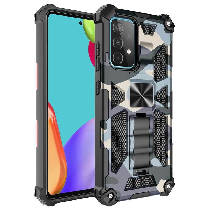 For Samsung Galaxy A71 5G Camouflage Armor Shockproof TPU + PC Magnetic Protective Case with Holder(