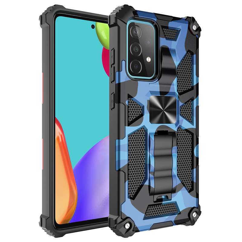 For Samsung Galaxy A71 5G Camouflage Armor Shockproof TPU + PC Magnetic Protective Case with Holder(