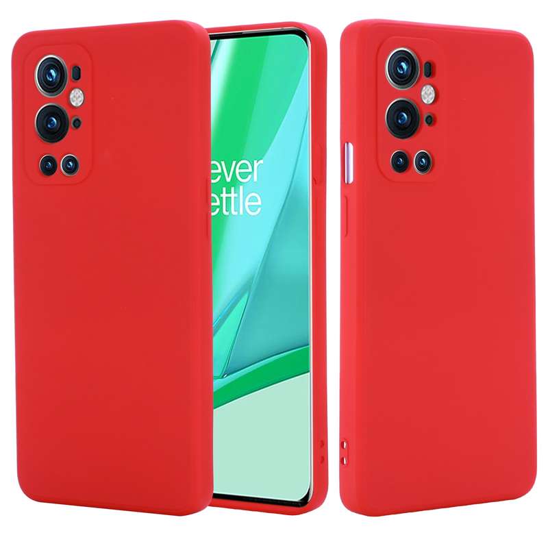 For OnePlus 9 Pro Solid Color Liquid Silicone Dropproof Full Coverage Protective Case(Red)