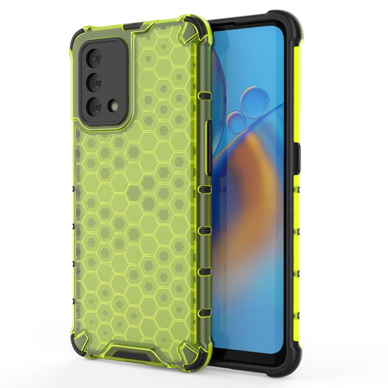 For OPPO A74 4G Shockproof Honeycomb PC + TPU Case(Black)